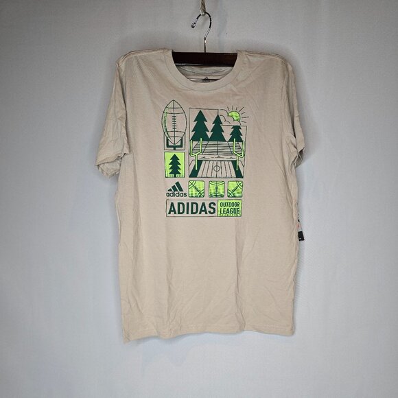 Adidas Boys Outdoor Court Tee in Tan, various sizes, NWT - Picture 1 of 5